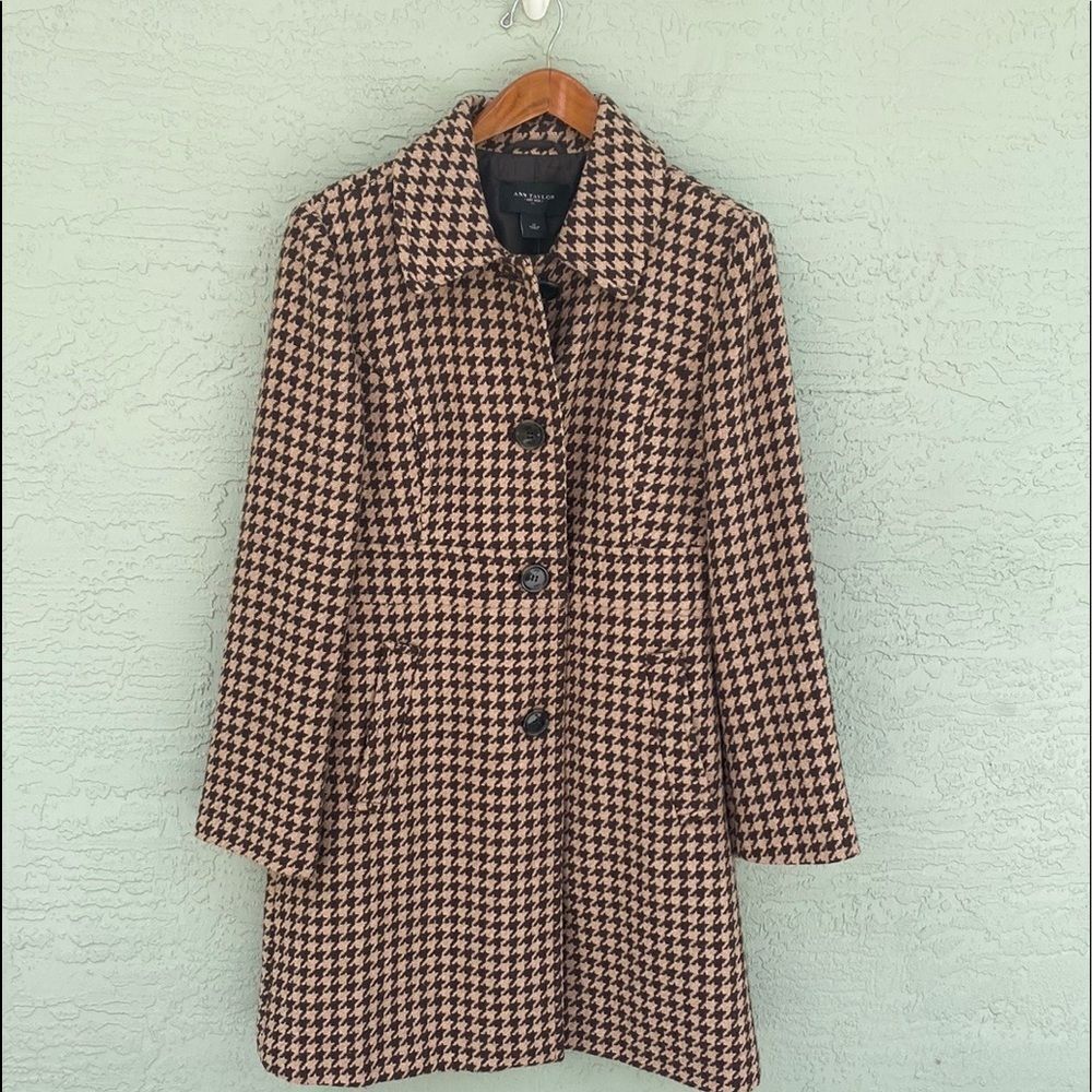 Ann Taylor Houndstooth Coat Sz 14 NWT